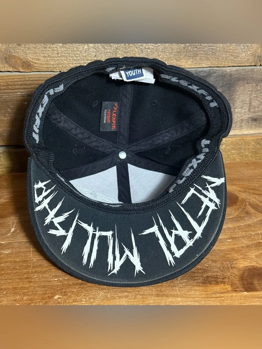 Metal Mulisha Black Flexfit Stretch Fit Size Youth Hat Embroidered Skull Logo